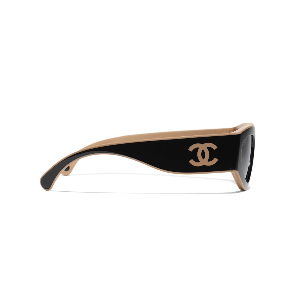 brand new 		
 Chanel CAT EYE SUNGLASSES CLASSICS BLACK & BEIGE UNIVERSAL - Picture 4 of 8